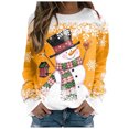 thumbnail image 2 of WEAIXIMIUNG Chandail en Molleton Femme Mignon Mode Hiver Décontracté Bonhomme de Neige Flocon de Neige Imprimé de Noël Col Rond Manches Longues Sweat à Capuche, 2 of 4
