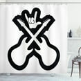 thumbnail image 1 of Ambesonne Rock Music Shower Curtain, Guitars Hand Sign, 69"Wx84"L, Black White, 1 of 3