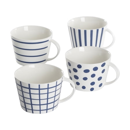 Gap Home New Blue 17-Ounce Blue & White Assorted Fine Ceramic Mug Set  Set of 4