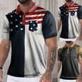 thumbnail image 3 of FUZHIQ Men's Polo Shirts Short Sleeve Flag Print Color Block Casual Golf Polo Breathable Patriotic Holiday Daily Wear Fashion Collared Shirt,S, 3 of 5