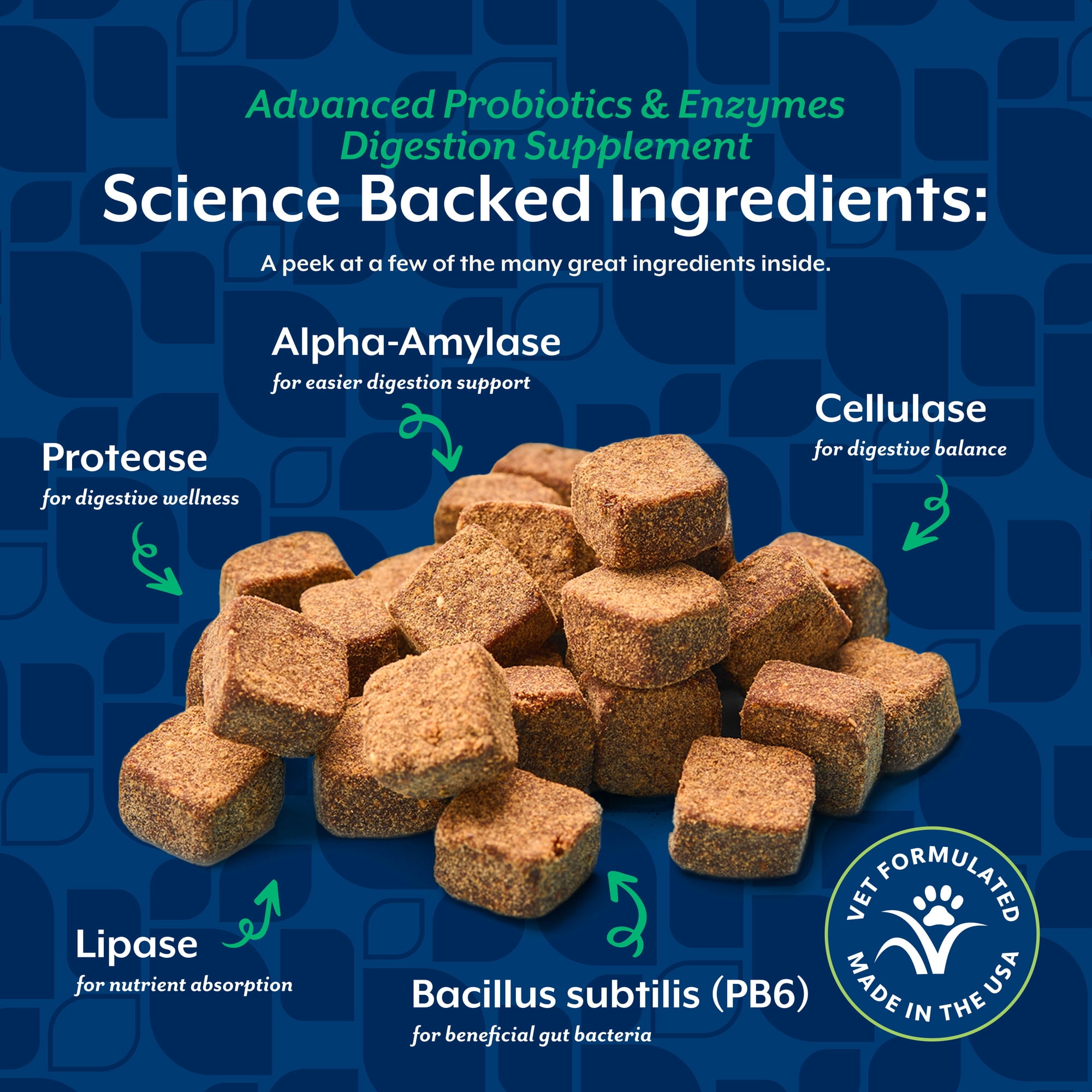 NaturVet Advanced Probiotics & Enzymes Supplements, Bacon & Chicken Flavor, 70 Soft Chews