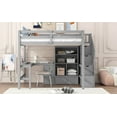 thumbnail image 5 of Mirightone Full Size Wood Loft Bed, Multifunctional Full Bed Frame with L-Shaped Desk and Drawers, Cabinet and Storage Staircase, Gray, 5 of 10