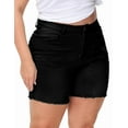 thumbnail image 3 of Gocolloa Women Plus Size Jean Shorts Stretchy High Waisted Frayed Raw Hem Denim Shorts Black 22W, 3 of 5
