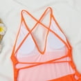 thumbnail image 4 of Deals UTSJKR Women's Sexy One Piece Swimsuits Lace up Criss Cross Bathing Suits Plunge Monokini Side Tie Strappy Swimwear Orange L, 4 of 9