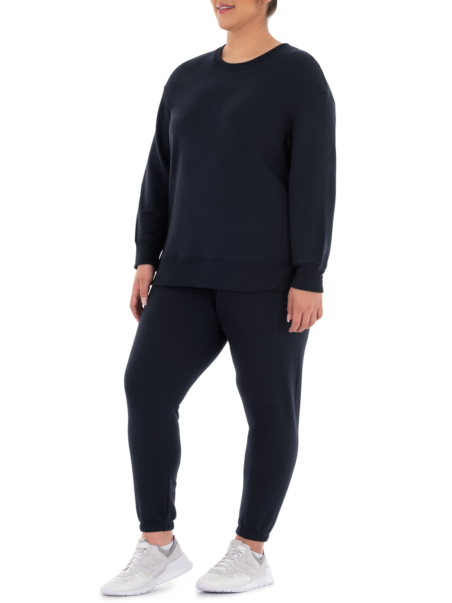 Terra & Sky Women's Plus Size Fleece Sweatshirt & Sweatpant 2-Pack