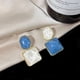 thumbnail image 2 of Pendientes de fiesta para mujer con forma de onda de agua y piedra en contraste de color de acero inoxidable, 2 of 5