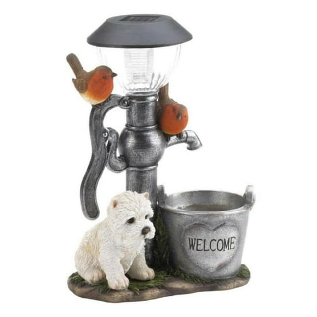 Adorable Solar - Powered Resin Dog Statue for Garden Decoration with Crawling Light Feature