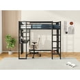 thumbnail image 6 of Bed Frames Loft Bed with Desk, Metal Loft Bed Twin Size, Loft Bed Frame with Desk and Storage Compatible with Boys Girls Teens, Black Bedroom Bed Frame,Adjustable Bed Base, 6 of 15