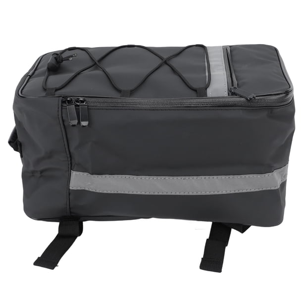 Bolsa De Estante Para Bicicletas, Bolso De Bicicleta Trasera Correa Reflectante De Cuero Impermeable Negro Para Viajar
