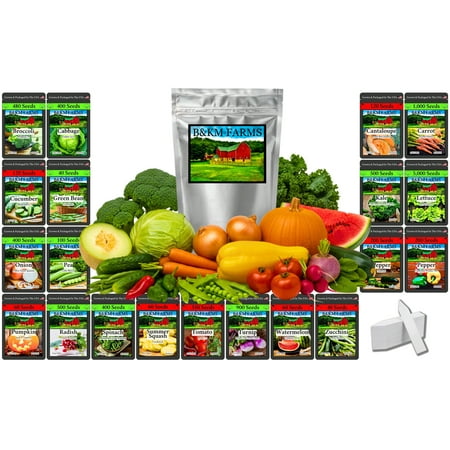 Survival Seed Vault: 10,000+ Heirloom & Non-GMO Seeds (20 Varieties) by B&KM Farms