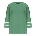 thumbnail image 5 of MIXUE Womens Summer Tops Solid Color O Neck Long Sleeve Business Casual Dressy Tunic Tshirts Streetwear,Green,XL, 5 of 5