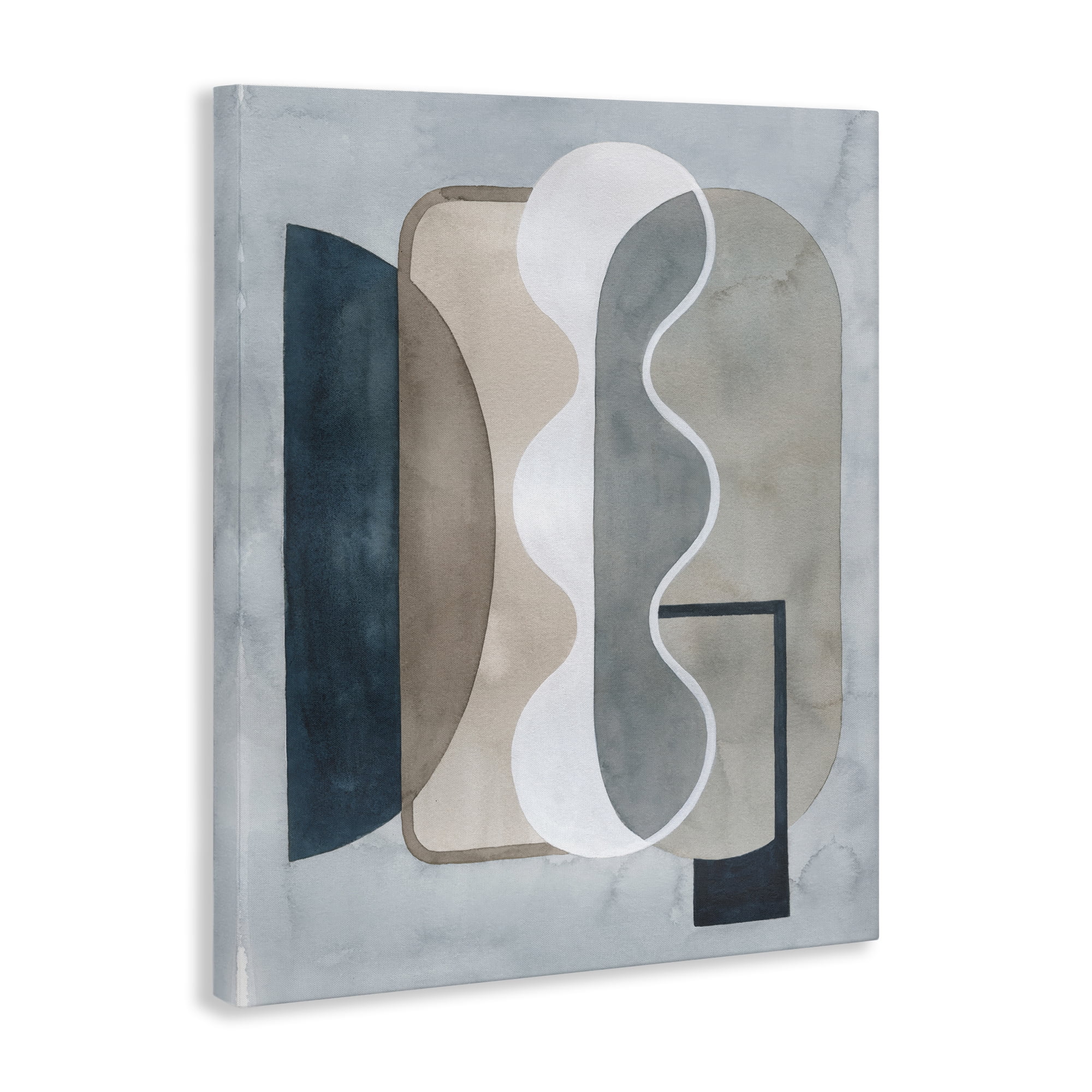 Stupell Industries Wavy Opaque Shapes Abstract Painting Wrapped Canvas Art Print Wall Art, 36 x 48