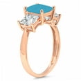 thumbnail image 2 of 2.5 ct Princess Cut Simulated Turquoise 3 Stone 14K Rose Gold Womens Engagement Ring, 2 of 5