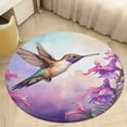 thumbnail image 4 of Flower Hummingbird Round Small Area Rug, Print Non Slip Washable Floor Mat, Soft Throw Rug for Living Room, Powder Room Entryway, Bathroom, Bedside, 4 of 6