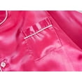 thumbnail image 3 of Beezizac Little & Big Girls Pajama Set Size 14 - Hot Pink Satin Silky Soft Long Sleeve Teen Cute 2-Piece Winter Jammies, 3 of 7