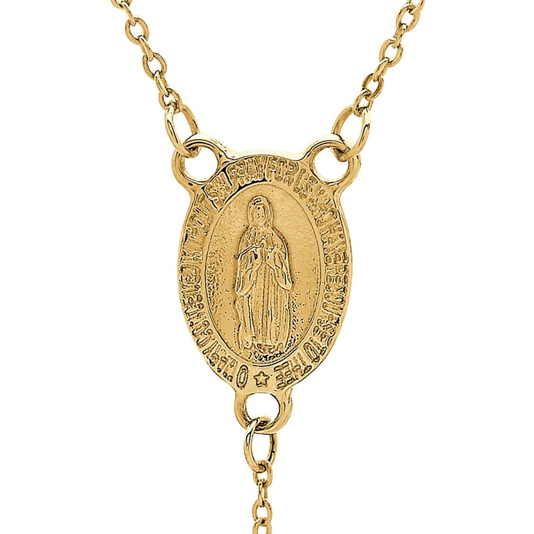 Brilliance fine jewelry 10k yellow and rose gold with rhodium beaded rosary necklace deals