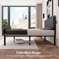 thumbnail image 6 of Size Metal Bed Frame with Faux Leather Button Tufted Headboard, Heavy-Duty Platform Bed Frame with 12" Storage, Steel Slats Support, No Box Spring Needed, Noise Free, Black, 6 of 6