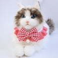 thumbnail image 3 of Bright Color Plaid Pet Collar - Faux Pearl Design - Wear Resistant - Washable Lace Trim - Polyester Puppy Kitten Bandana, 3 of 8