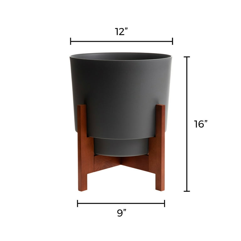 Bloem Hopson 12 in. H X 10 in. D Resin Metal Stand Planter White