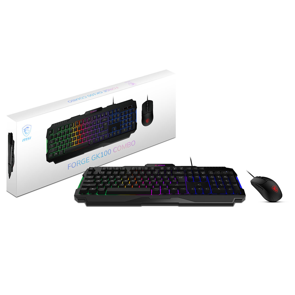 MSI FORGE GK100 COMBO Gaming Keyboard & Gaming Mouse, 6-Mode RGB, up to 6,400 DPI, Black