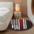 thumbnail image 3 of Round Area Rug 4ft, American Flag Baseball Non-Shedding Washable Area Rug, Patriot Black and White Red Non Slip Low-Profile Circle Rugs for Living Room, Bedroom Dining Room, 3 of 9