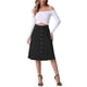 thumbnail image 2 of Falda de mezclilla para mujer INSPIRE CHIC con dobladillo deshilachado, botones, corte A, midi, jeans, talla L, color negro, 2 of 5