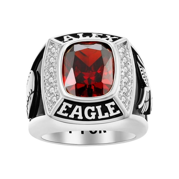 Order Now for 2025 Graduation, Freestyle Men's CZ Square Birthstone Class Ring, Personalized, High School or College