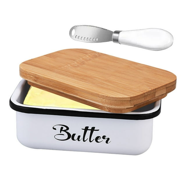 Mantequilla rectangular con cortador incorporado: recipiente hermético para almacenar alimentos, queso, mantequilla y organizador de cocina apto para lavavajillas.