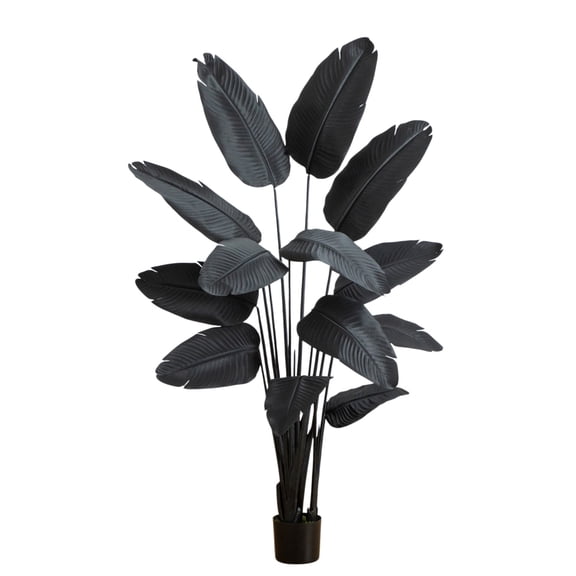 Nearly Natural Travelers Palm Artificial Halloween Tree - 6' - Black