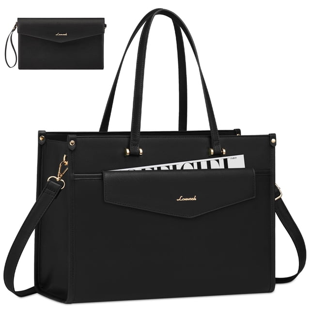 Bolsa de mano para portátil LOVEVOOK 2 en 1 de 15.6 pulgadas, piel impermeable