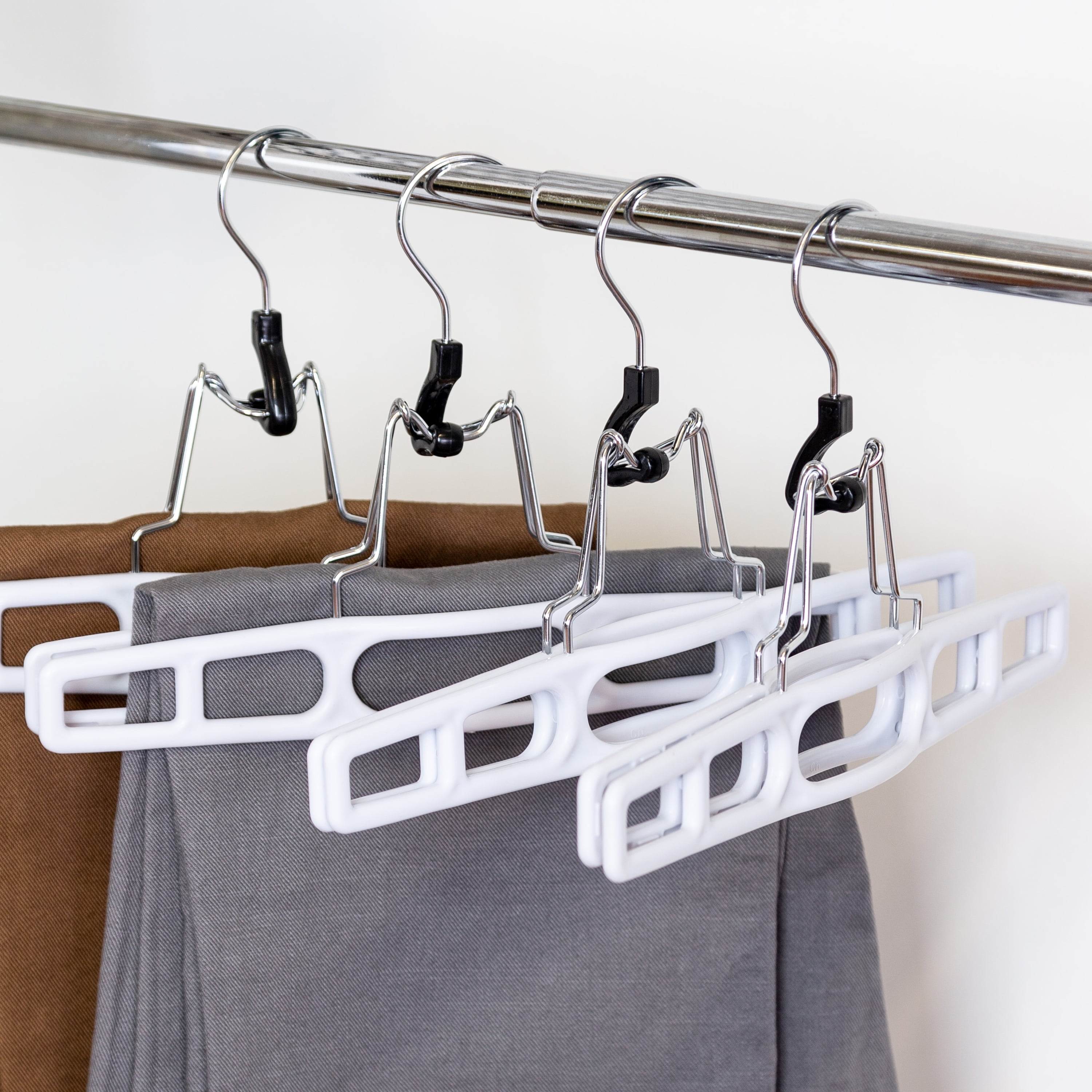 Honey Can Do 12 Pack Plastic Pant Hanger With Clamp White Walmart Com Walmart Com