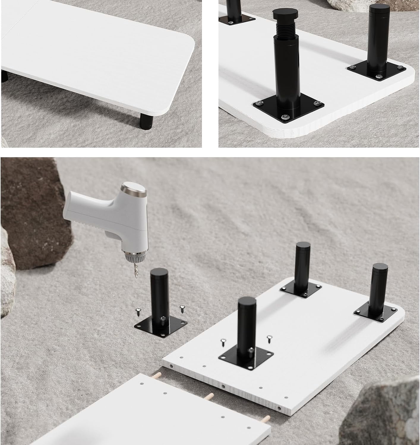Extra Long Dual Monitor Stand - 43.7 Inch Wide Wood and Steel Desktop Riser for Home Office Desk Organization