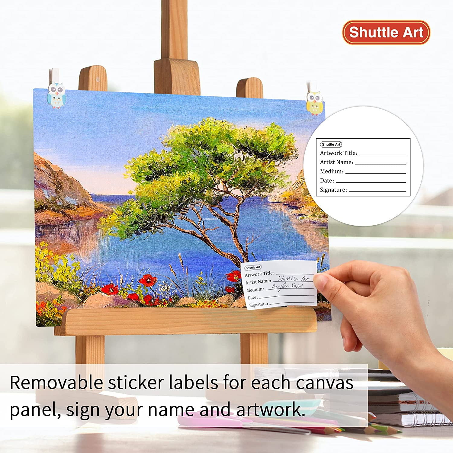 Canvases for Painting, Shuttle Art 34 Pack Multi Sizes Stretched Canvas and Canvas Panels, 5x7", 8x10", 9x12", 11x14", 100% Cotton Primed Canvas Boards for Painting, Blank Canvas for Acrylic Oil Paint