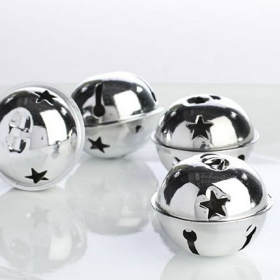 Factory Direct Craft Package of 16 Silver Metal 2 Inch Jingle Bells with Star Cutout for Holiday and Home Decor and Embellishing