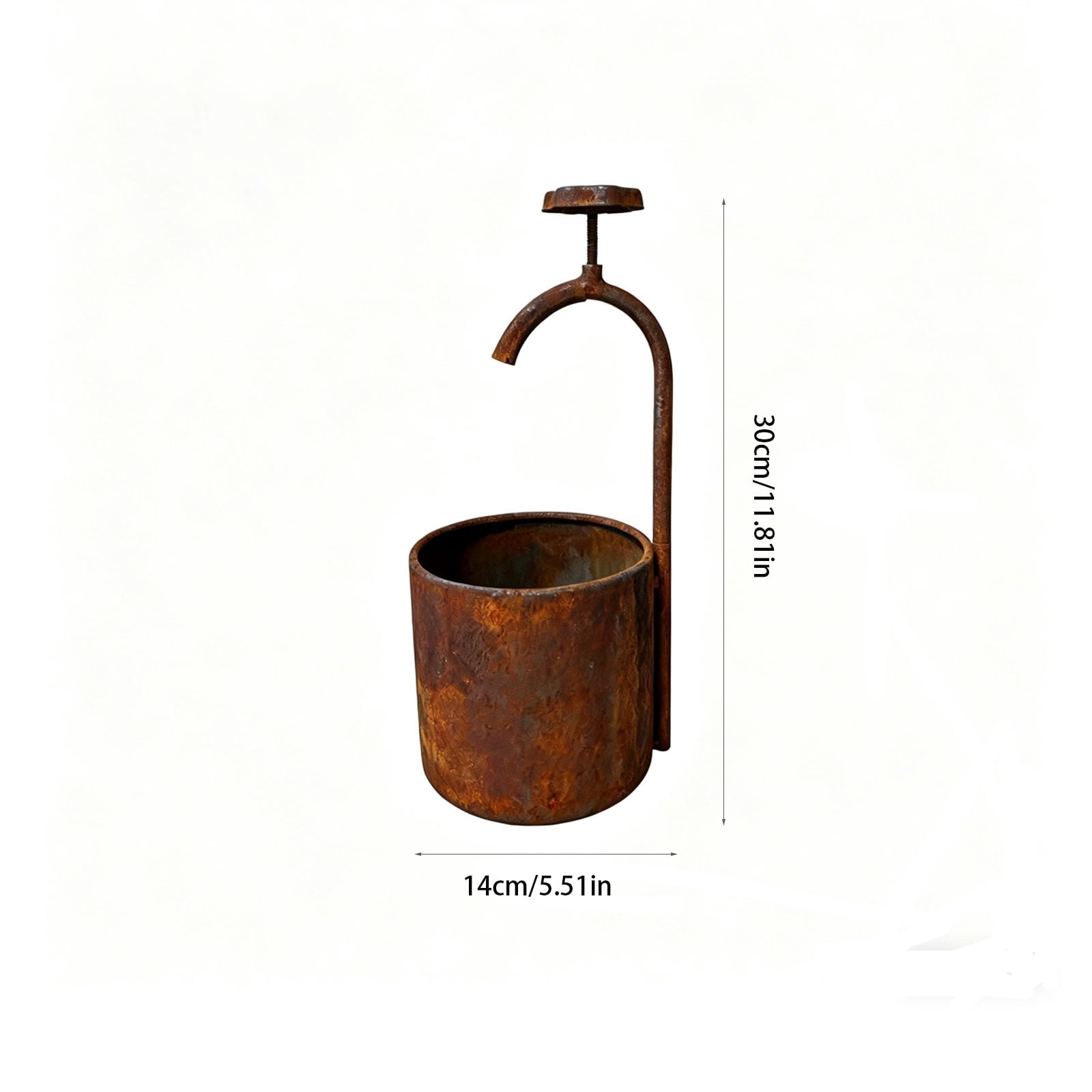 Vintage Iron Watering Can Planter Distressed Rust Finish Metal Flower Pot Garden Decor Wall Mount Tabletop Container for Indoor Outdoor