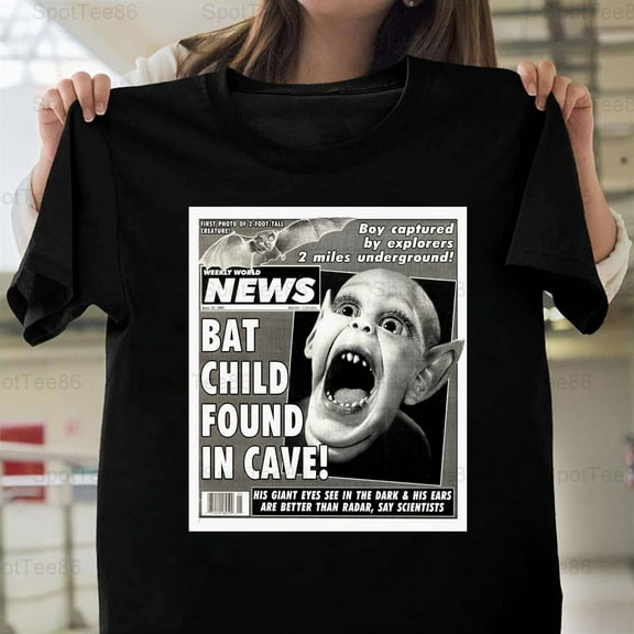 Bat Boy Vintage Retro Supermarket Tabloid Cover Funny Graphic V11645 Unisex T-Shirt, Up to Size 5XL