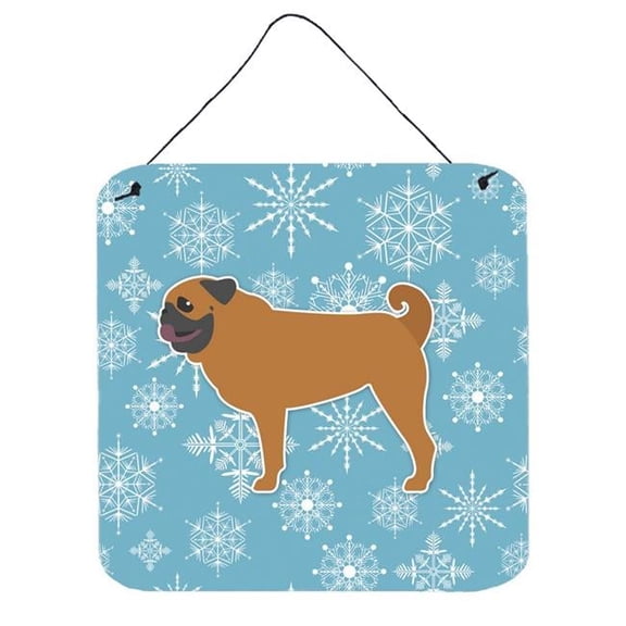 Winter Snowflake Pug Wall or Door Hanging Prints