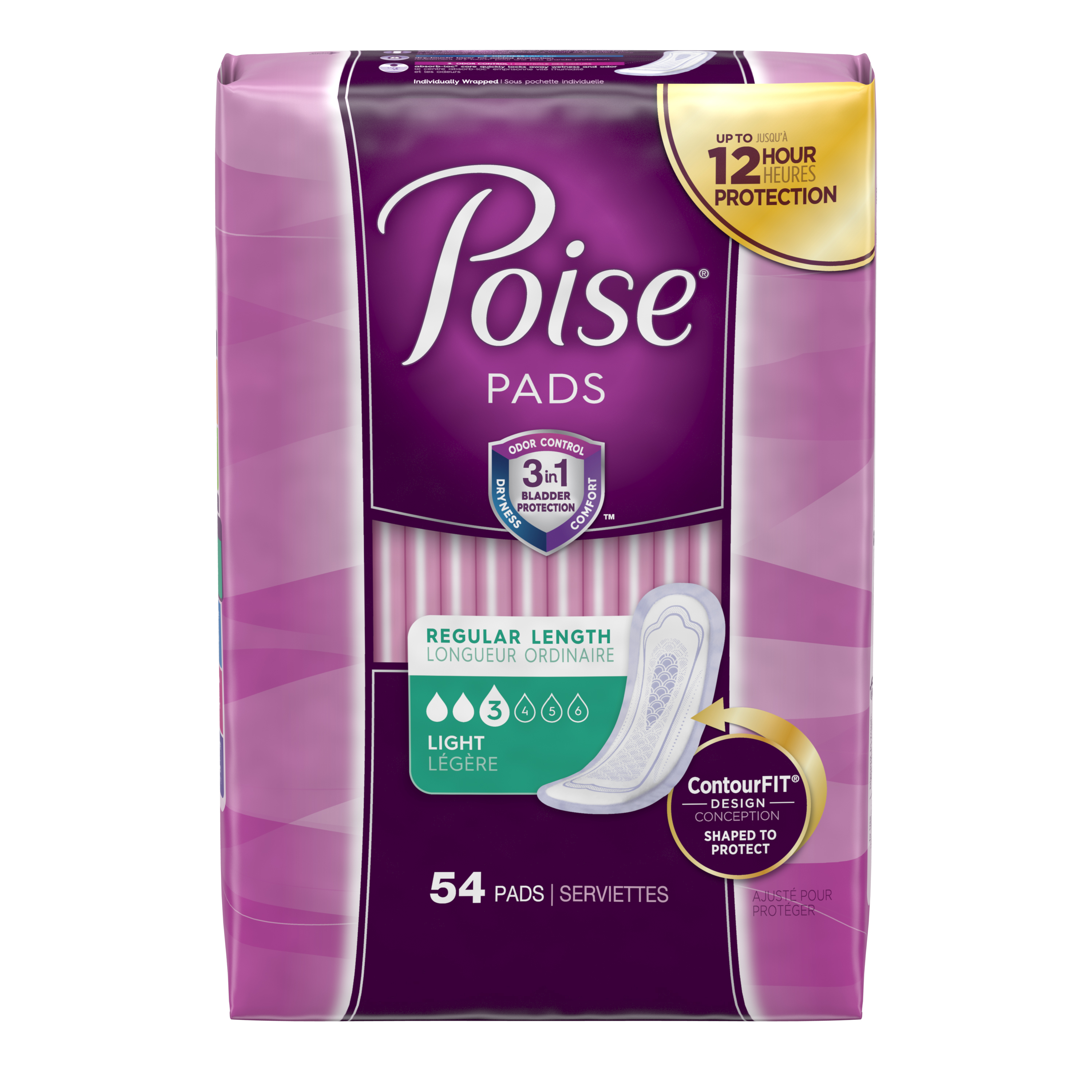 Poise Incontinence Pads, Light Absorbency, Regular, 54 Count Walmart