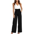 thumbnail image 2 of Gaecuw Palazzo Pants for Women Dressy Relaxed Fit Long Pants Drawstring Lounge Trousers Sweatpants Loose Baggy Yoga Pants Mid Waisted Summer Ankle Length Workout Pants with Bow Knot Solid Pants, 2 of 7