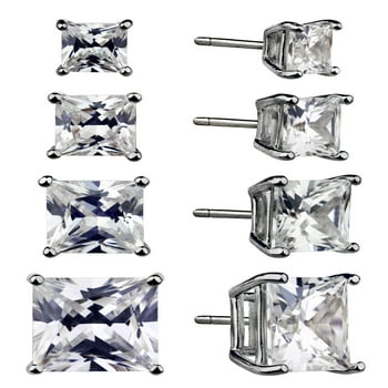 Brilliance Fine Jewelry Simulated Diamond Sterling Silver Square Stud Earring Set