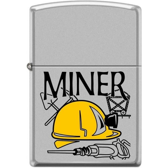 Zippo Lighter- Miner Coal Profession Satin Chrome Windproof Lighter #Z5202