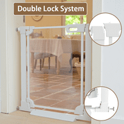 Fairy Baby Clear Baby Safety Gate with Wall Protectors 29-47 in Wide Pressure Mounted Gates White