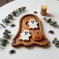 thumbnail image 4 of WWC Halloween Ghost Serving Tray, Halloween Decor Snack Dish Platter for Candy Fruit, Gothic Wooden Table Plate for Spooky Party Decor, 4 of 9