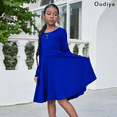 thumbnail image 5 of Oudiya Little Girls Dress Long Sleeve Solid Color Casual Skater Pocket Dress, 5 of 9