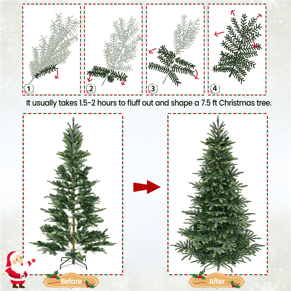 Alden Design 7.5Ft Pre-lit Artificial Christmas Tree with 550 LED Lights, Green