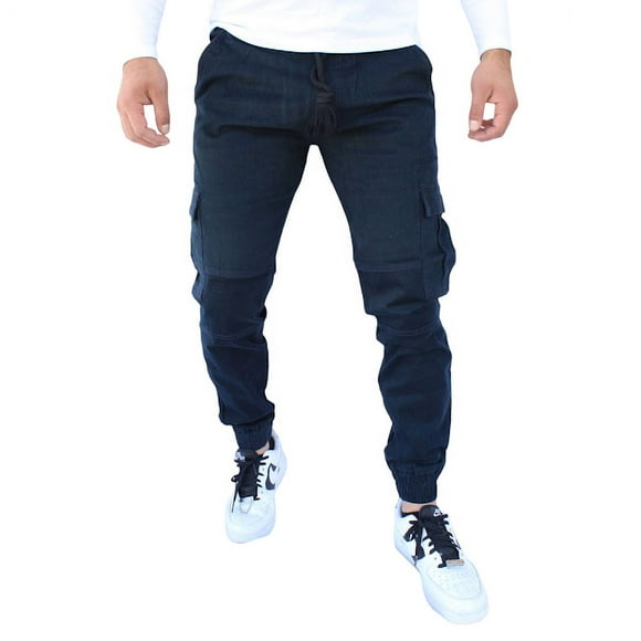 Jogger cargo de gabardina stretch John Silver Corte skinny color azul petróleo