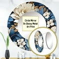 thumbnail image 3 of Designart "Exotic Blue White Floral Tapestry I" Floral Blue Large Round Mirror - Round Bedroom Mirror Wall Decor - Cottage Round Printed Mirror - 23" x 23", 3 of 6