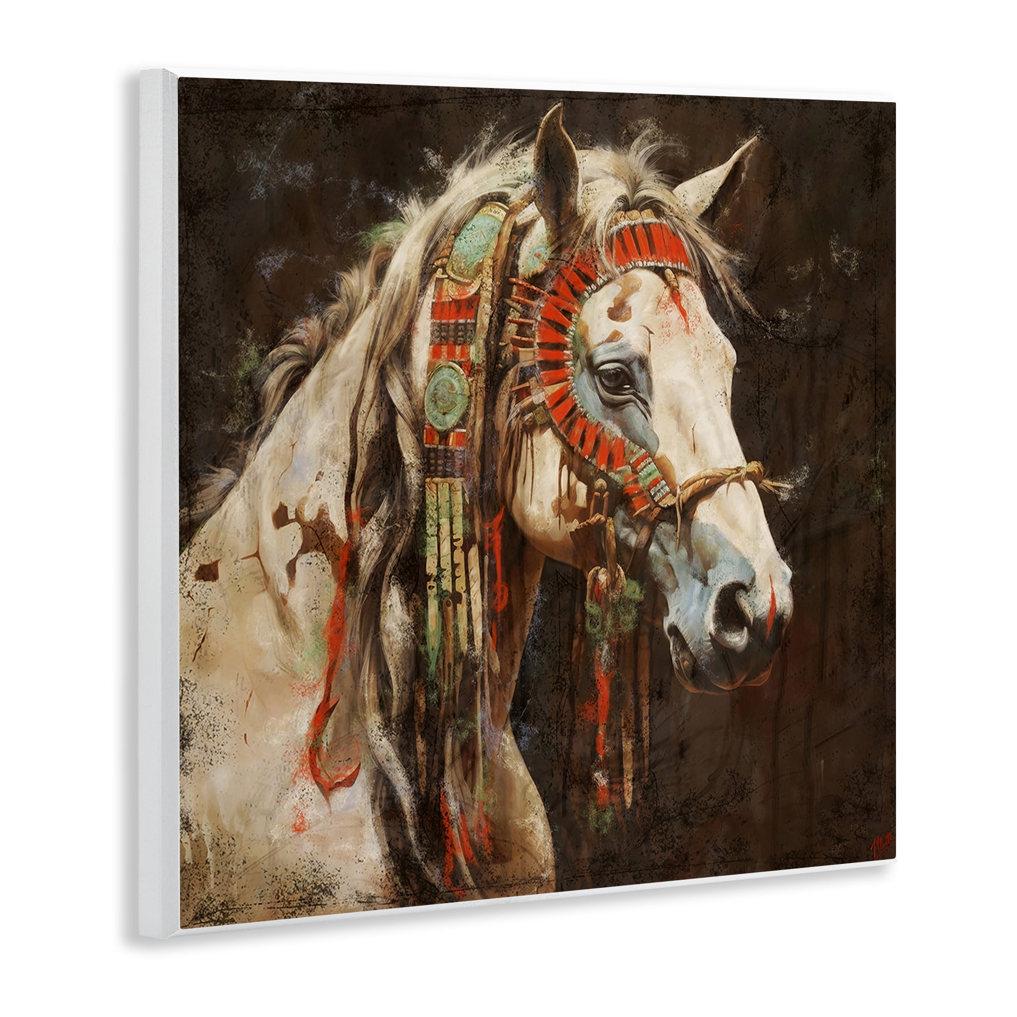 Stupell Industries Strong Traditional Horse Animals Painting Unframed Art Print Wall Art, 12 x 12