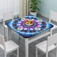 thumbnail image 3 of Colorful Tie Dye Mandala Pattern Square Fitted Tablecloth with Elastic Edge,Square Table Cover,Washable Elastic Table Cover for Home Kitchen Party Decor 34"x34", 3 of 6
