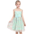 thumbnail image 3 of Girls Dress Green Rainbow Polka Dot Tulle Birthday Party Ball Gown 12 Years, 3 of 7